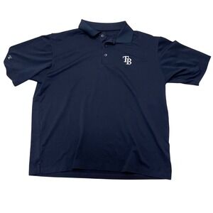 Mens Antigua Tampa Bay Rays MLB Polo Shirt Short Sleeve Golf Navy‎ Blue Fan Gear